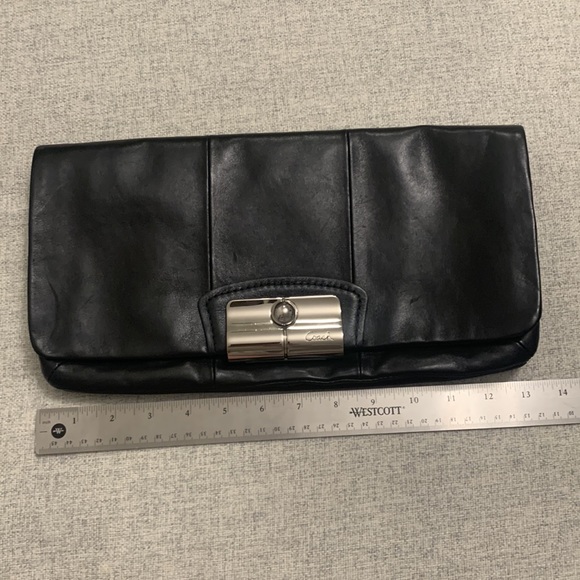Coach Oversized Black Kristen Clutch with Silver Hardware - Picture 2 of 13